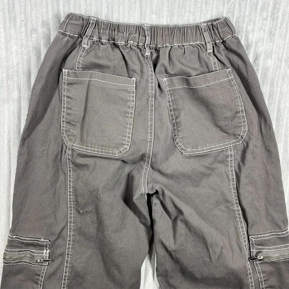 Rachel Paige Wide Leg Cargo Pants Women's S Elastic Waist‎ Baggy Skater Gray